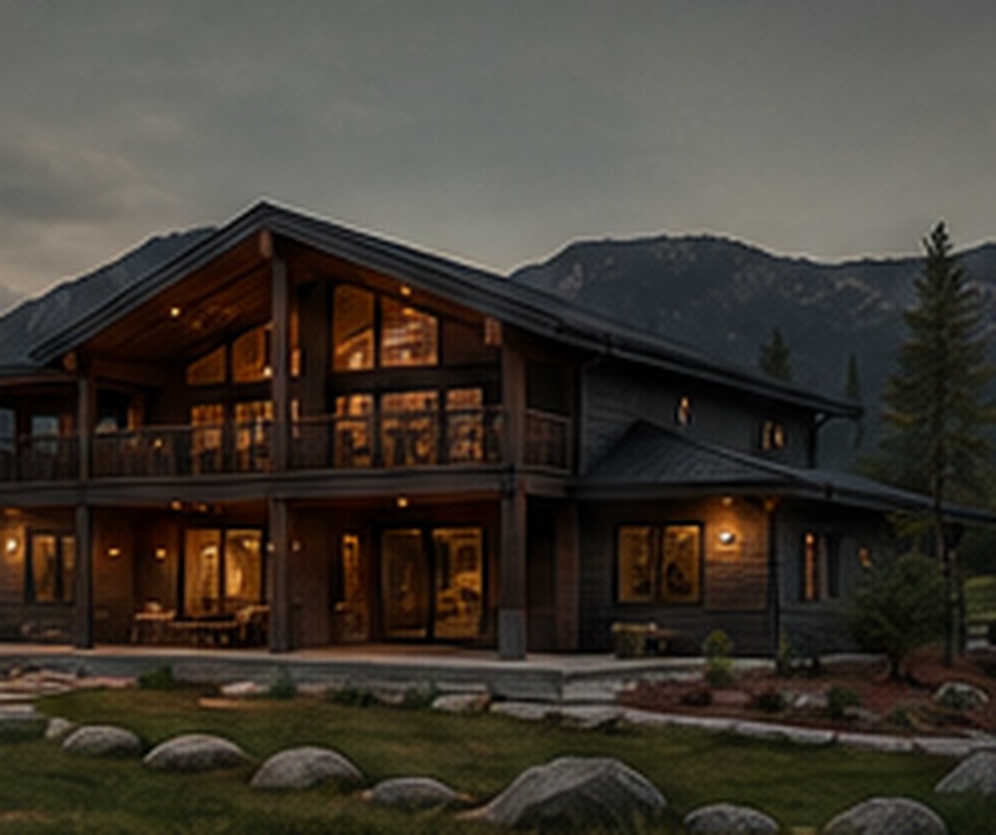 Mountain lodge style home exterior